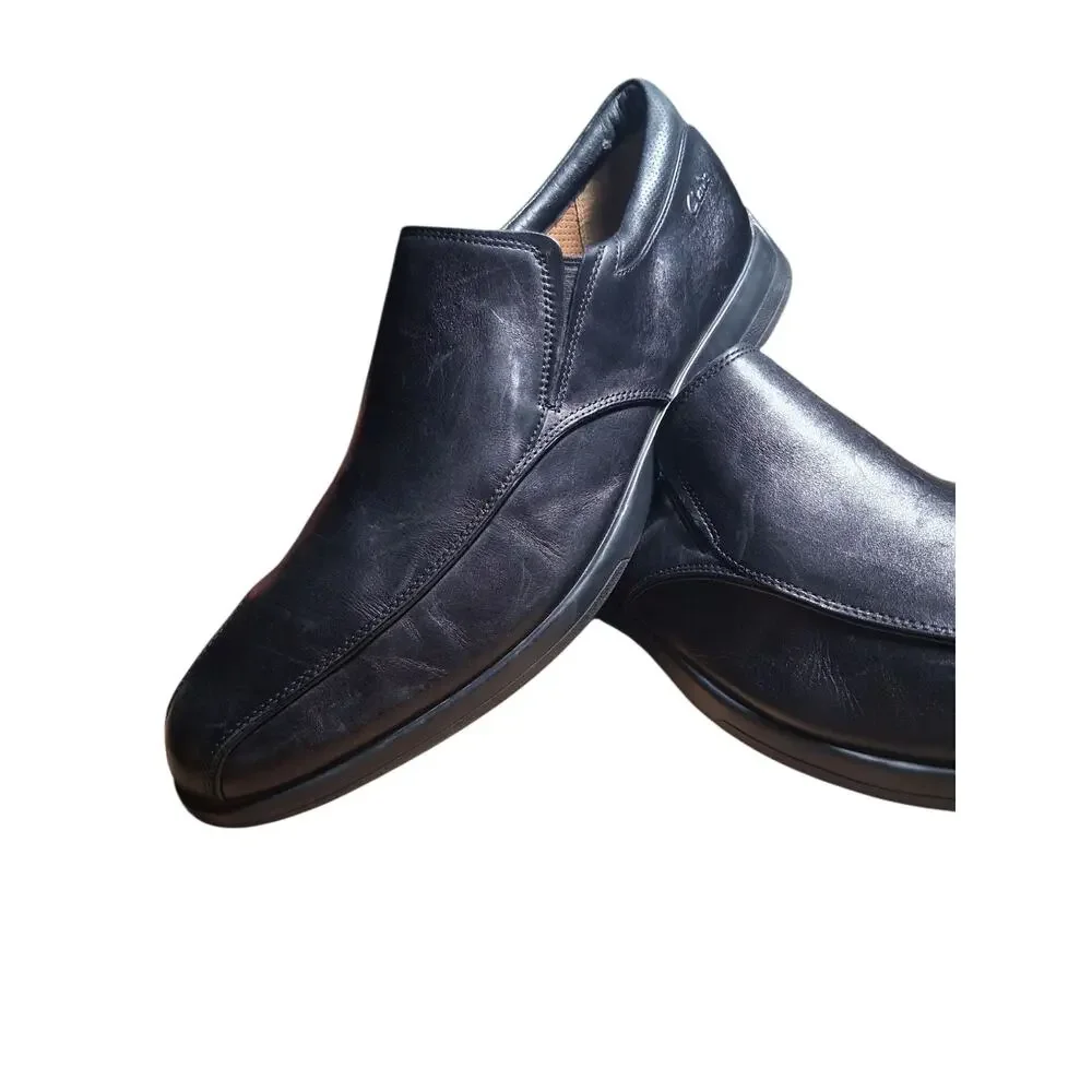 Clarks Plus Black Leather‎ Mens size 11M Casual Career Church Slip-on Loafers